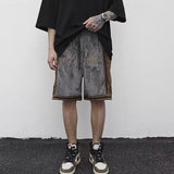 Hip Hop Casual Shorts Embroidery Color Block Patchwork Jogger Cargo Cotton Short Pants Men Loose Streetwear Sweatpants