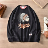 Autumn American Retro Terry Printed Hoodies Men's Pure Cotton Washed Old Pullover Knitted Long-sleeved O-neck Casual Sweatshirts