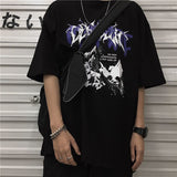 Summer Korean short-sleeved T-shirt men women trend dark love couple loose large size tees all-match high street gothic shirts