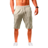 Foesce New Men's Cotton Linen Shorts Pants Male Summer Breathable Solid Color Linen Trousers Fitness Streetwear S-3XL