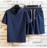 Foesce-(Shirt +shorts) summer new arrival men shirt Man Cotton and linen shirts Short sleeve men's casual shirts men size M to 5XL