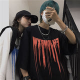 Summer Korean short-sleeved T-shirt men women trend dark love couple loose large size tees all-match high street gothic shirts