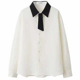 Foesce Send Tie Men's Korean Style Long Sleeve Loose Design Shirts Lapel Collar Clothes Top Shirts Fashion Camisa Masculina