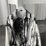 Long sleeve shirt for men women abstinence black white tie-dye drape loose blouse autumn aesthetic high street punk unisex shirt