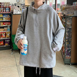 Men Sweatshirts Pullover No Hood With Zippers Collar Hip Hop Rock Punk Hoodies Outwear
