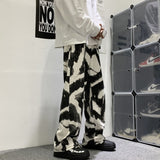 Blue Black Tie-dye Jeans Men Fashion Print Casual Baggy Jeans Mens Streetwear Loose Hip-hop Straight Denim Trousers Men M-2XL