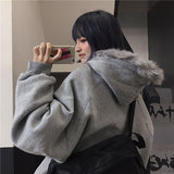 Foesce Plus Velvet Padded Hoodies Men's Warm Fashion Casual Fur Collar Hooded Sweatshirt Men Streetwear Korean Pullover Hoodie Mens