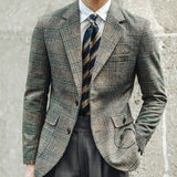 Foesce Americana Hombre Wool Blend Suit Mens Business Versatile Luxury Casual Chaqueta Hombre Formal Coat Fashion Tweed  Blazers Men