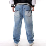 Foesce Plus Size Mens Jeans Top Rushed Stripe Loose Hip Hop Jeans Men Printed Hiphop Demin Pants Tide Trousers Embroidered Flower Wings