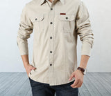 Cotton Casual Shirt Men Oversize Loose Long Sleeve Cargo Shirts Men's Clothing High Quality Solid Tooling Shirt 6XL