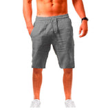 Foesce New Men's Cotton Linen Shorts Pants Male Summer Breathable Solid Color Linen Trousers Fitness Streetwear S-3XL