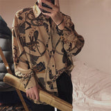 Vintage Fashion 2023 New Beach Hawaii Shirts for Men Harajuku Floral Print Long Sleeve Casual Loose Blouse Button Up Shirt