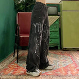 Foesce New Women Loose Vintage Female Pants Fashion Femme Harajuku Baggy Jeans Female Casual Funny Gothic straight-leg Summer Jeans ins