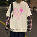 Autumn Spring Hoodies Sweatshirt Men's Fake Two Piece Hip Hop Punk Pullover Streetwear Casual Fashion Clothes OVERSize 5XL