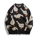 Men Hip Hop Knitted Jumper Sweaters Swan Printed Streetwear Harajuku Autumn Oversize Hipster Casual Pullovers pull homme