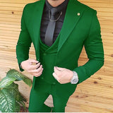 Foesce Mens Wedding Suits Groom Wear Tuxedos Prom Dresses Best Man Suit Party Suit Business Suit Three Pieces Suit( Jacket+Pants+Vest)