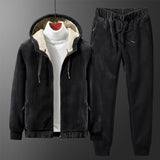 Cashmere Suit Winter Men Tracksuit Fleece Warm Hoodie Pants Clothing Winter Casual Men Set Plus Size Velvet 2 Pieces Set