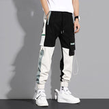Men's Side Pockets Cargo Harem Pants Ribbons Black Hip Hop Casual Male Joggers Trousers Fashion Casual Streetwear Pants