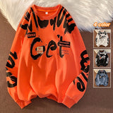 Punk Print Hip Hop Streetwear Sweatshirt Men'S Black White Hoodies Spring Autumn Casual Streetwear Clothes