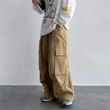 Foesce Streetwear Loose Casual Pants Large Pocket Wide Leg Pants Overalls Retro Super Military Oversized Sweatpants Fashion Trousers
