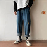 Foesce Harajuku Couple Denim Jeans Pants Men Vintage Clothes Printing Straight Spring Clothing Loose Plus Size Jean