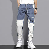 Men's Side Pockets Cargo Harem Pants Ribbons Black Hip Hop Casual Male Joggers Trousers Fashion Casual Streetwear Pants