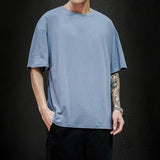 Foesce New Summer Men's T Shirt Fashion Solid T Shirt Mens Oversized Hip Hop Short Sleeve Casual Cotton Mens Streetwear Top Tees