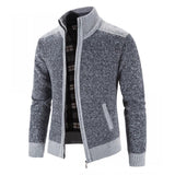 Foesce New Men's Sweater Coat Fashion Patchwork Cardigan Men Knitted Sweater Jacket Slim Fit Stand Collar Thick Warm Cardigan Coats Men