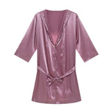 Fashion Men Robes Brand Sexy Ice Silk Men Bathrobe Sleepwear Short Sleeve Bath Robe Sleep Lounge