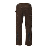 Back Ankle Zipper Spliced Straight Flare Pants Mens High Street Washed Retro Loose Casual Jeans Hip Hop Denim Trousers
