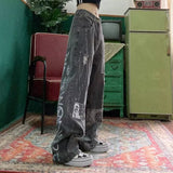 Foesce New Women Loose Vintage Female Pants Fashion Femme Harajuku Baggy Jeans Female Casual Funny Gothic straight-leg Summer Jeans ins