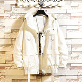 Men Hooded Jackets Spring Causal Windbreaker Men Jackets Coats Zipper Ribbons Sportswear Jackets Bomber Male