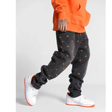 Men's Printed Heartbroken Embroidered Jeans Hip-hop Streetwear Casual Pants Loose Straight Pants Black Color Trousers S-3XL