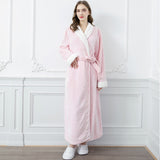 Men Winter Plus Size Long Coral Fleece Bathrobe Kimono Warm Flannel Bath Robe Men Cozy Robes Night Sleepwear Women Dressing Gown