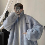 Winter Warm Coats for Men Leisure Lamb Wool Outerwear Male Loose Zipper Padded Jacket Chic Trendy Men's Clothing