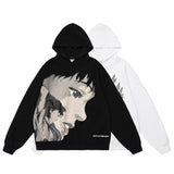 Diablo retro streets animated cartoon characters printed loose oversize recreation hooded fleece terry cloth