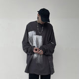 Gothic Cat T Shirt Streetwear Punk Tshirt Harajuku Summer Tops Spring Long Sleeve Couple Cool Ulzzang Loose Japan T-Shirt Male