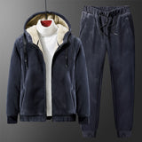 Cashmere Suit Winter Men Tracksuit Fleece Warm Hoodie Pants Clothing Winter Casual Men Set Plus Size Velvet 2 Pieces Set