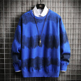 Foesce Oversized Mens Knitted Sweater Striped Gradient Sweaters Jumper Pullover Hip Hop Harajuku Black Sweater Men