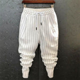 Summer Pants Men Stripe Printing Slim Trousers Trendy Korean Fashion Youth Men's Harem Pants Big Size Pantalones De Hombre