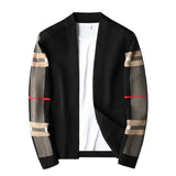 Fashion Brand European Luxury Men's Classic Plaid Knitted Cardigan Sweater Casual Large Long Sleeve Cardigan Jacket