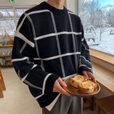 men's wear plaid sweater autumn witner new Korean style loose pullover knitted tide tops all-mtch cintage