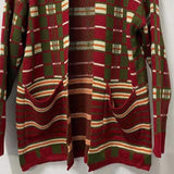 Foesce Plus Size Knitted Long Sleeve Men Casual Loose Cardigan Autumn Winter Open Front Plaid Printed Cardigan Sweater Outerwear