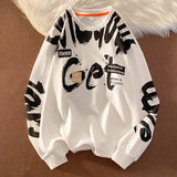 Punk Print Hip Hop Streetwear Sweatshirt Men'S Black White Hoodies Spring Autumn Casual Streetwear Clothes