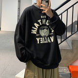 Foesce  Men Sweatshirts Harajuku Vintage Fleece Letter Print Casual Hoodies Fashion Basic Man O Neck Pullovers Korean Clothing