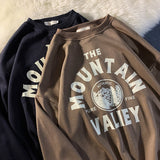 Foesce  Men Sweatshirts Harajuku Vintage Fleece Letter Print Casual Hoodies Fashion Basic Man O Neck Pullovers Korean Clothing