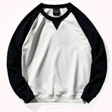 American Terry Contrast Stitching Hoodies Men's Pure Cotton Washed Old O-neck Pullover Knitted Raglan Sleeve Casual Sweatshirts