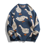 Men Hip Hop Knitted Jumper Sweaters Swan Printed Streetwear Harajuku Autumn Oversize Hipster Casual Pullovers pull homme