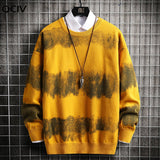 Foesce Oversized Mens Knitted Sweater Striped Gradient Sweaters Jumper Pullover Hip Hop Harajuku Black Sweater Men
