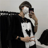 Summer Korean short-sleeved T-shirt men women trend dark love couple loose large size tees all-match high street gothic shirts